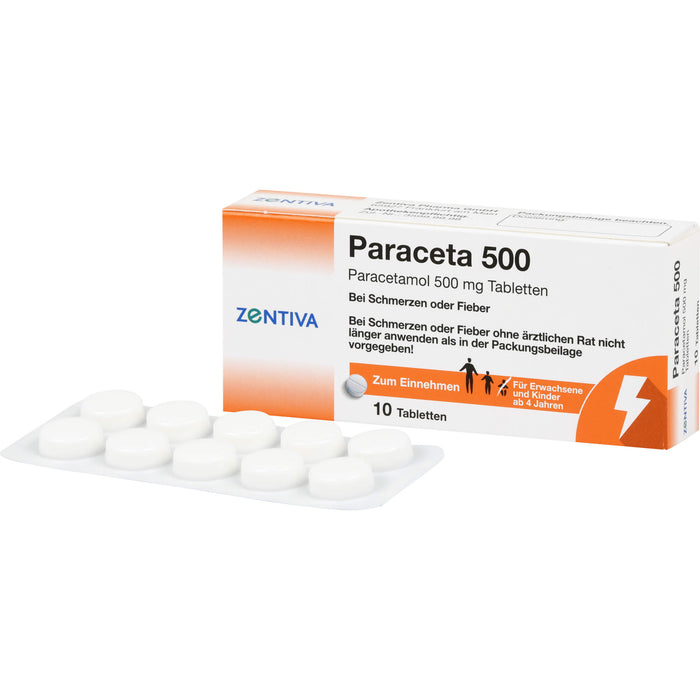 Zentiva Paraceta 500 Tabletten bei Schmerzen und Fieber, 10 pcs. Tablets