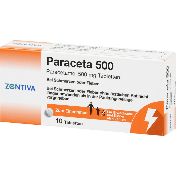 Zentiva Paraceta 500 Tabletten bei Schmerzen und Fieber, 10 pcs. Tablets