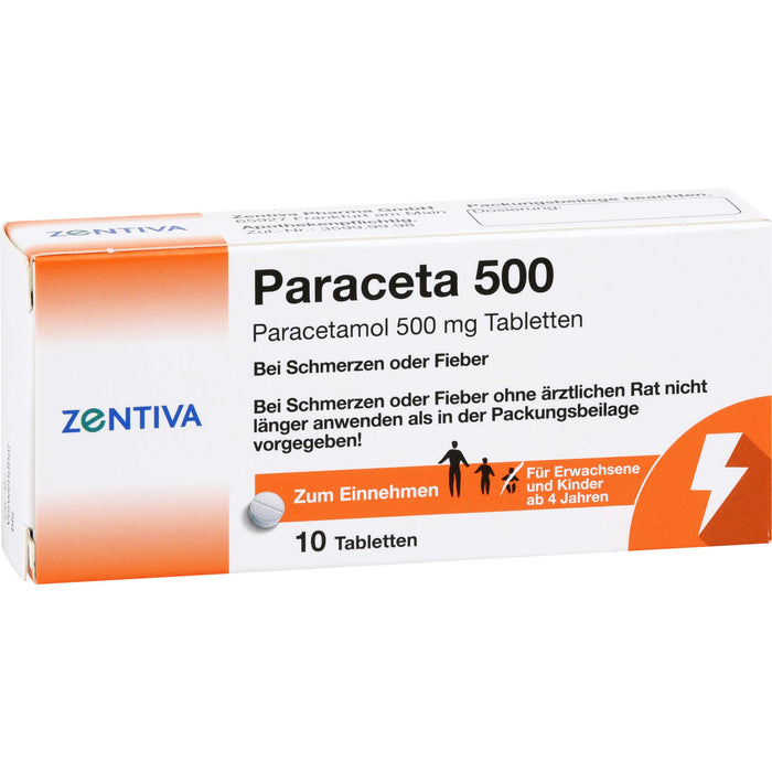 Zentiva Paraceta 500 Tabletten bei Schmerzen und Fieber, 10 pc Tablettes