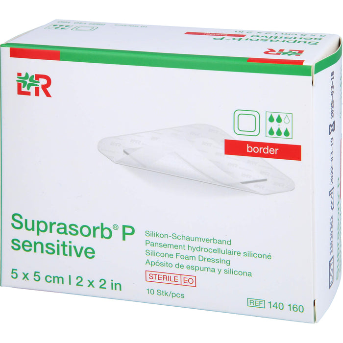 Suprasorb P sensitive PU-Schaum.border 10x10 cm, 10 St VER