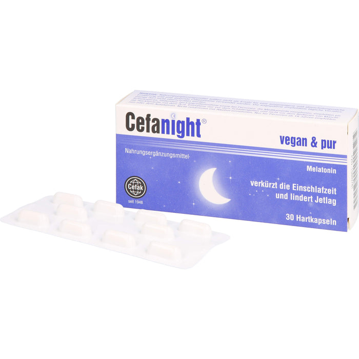 Cefanight mit Melatonin Kapseln verkürzt die Einschlafzeit und lindert Jetlag, 30 pcs. Capsules