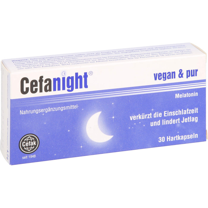 Cefanight mit Melatonin Kapseln verkürzt die Einschlafzeit und lindert Jetlag, 30 pcs. Capsules