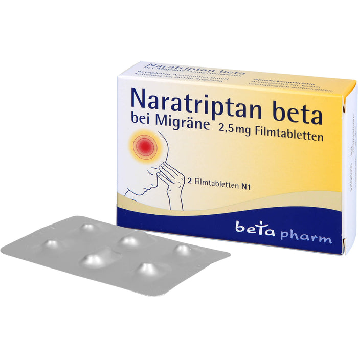 Naratriptan beta Tabletten bei Migräne, 2 pcs. Tablets