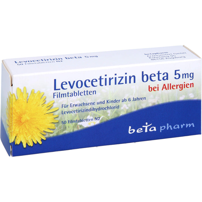 Levocetirizin beta 5 mg Filmtabletten bei Allergien, 50 pc Tablettes