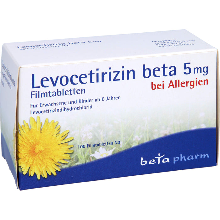 Levocetirizin beta 5 mg Filmtabletten bei Allergien, 100 pcs. Tablets