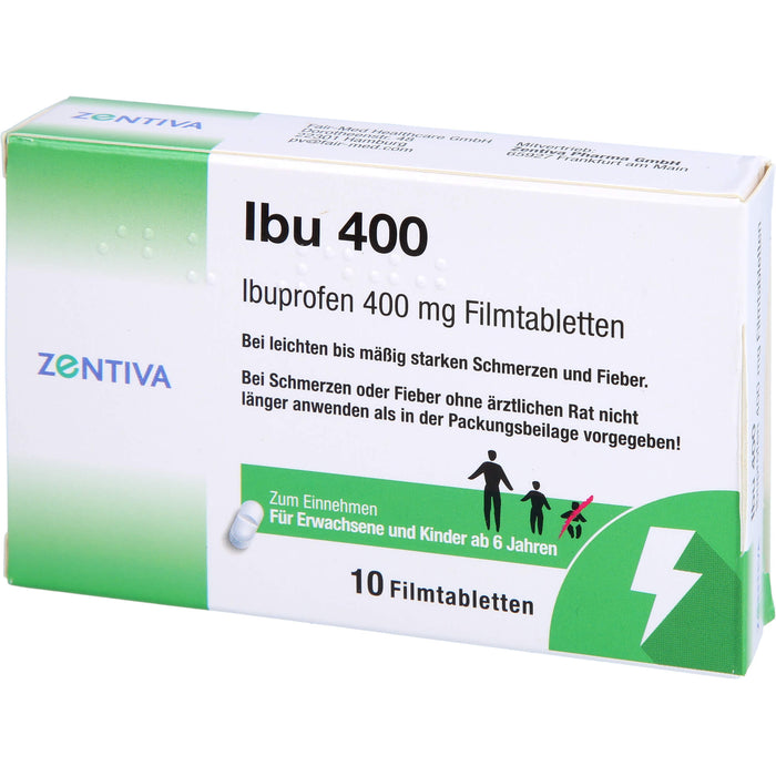 ZENTIVA Ibu 400 mg Filmtabletten bei Schmerzen und Fieber, 10 pcs. Tablets