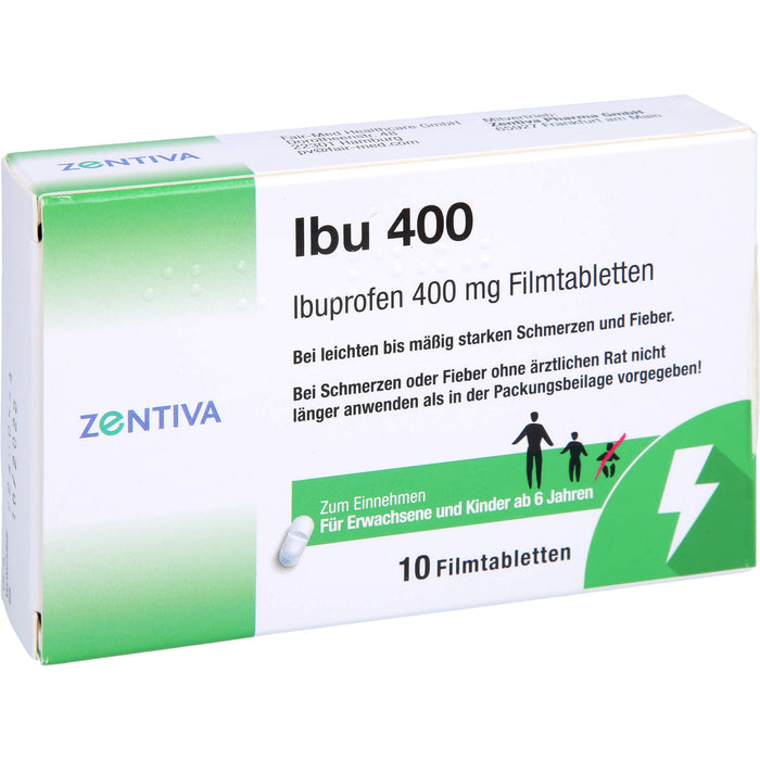 ZENTIVA Ibu 400 mg Filmtabletten bei Schmerzen und Fieber, 10 pcs. Tablets