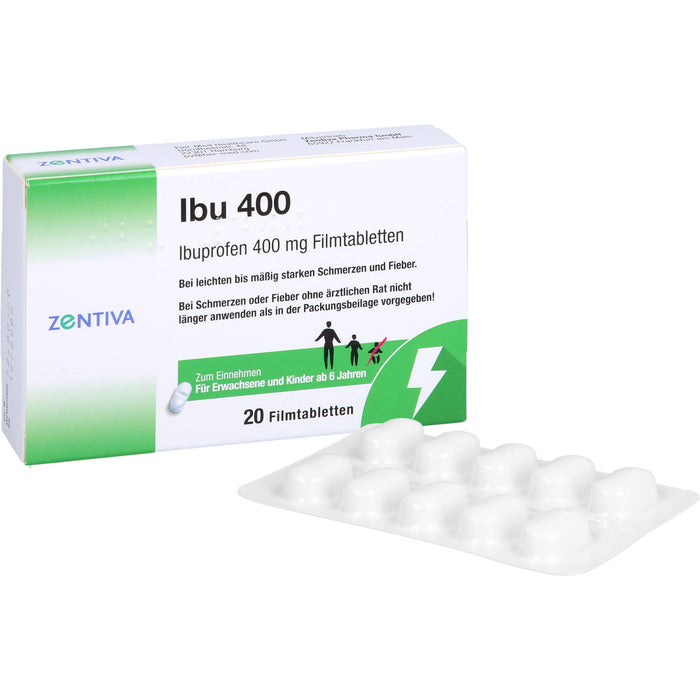 Zentiva Ibu 400 Filmtabletten bei Schmerzen und Fieber, 20 pcs. Tablets