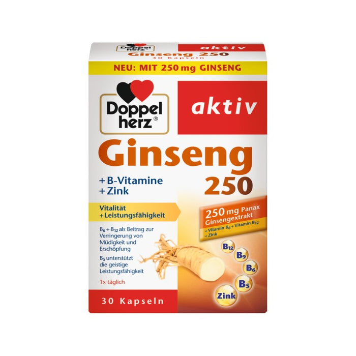 Doppelherz Ginseng 250 + B-Vitamine + Zink, 30 St KAP