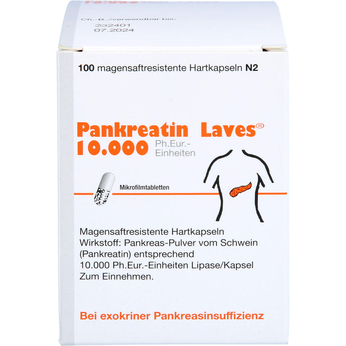 Pankreatin Laves 10.000 Ph.Eur.-Einheiten Hartkapseln Verdauungsenzyme, 100 pcs. Capsules