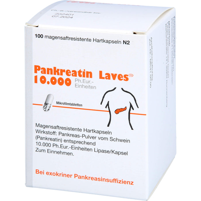 Pankreatin Laves 10.000 Ph.Eur.-Einheiten Hartkapseln Verdauungsenzyme, 100 pcs. Capsules