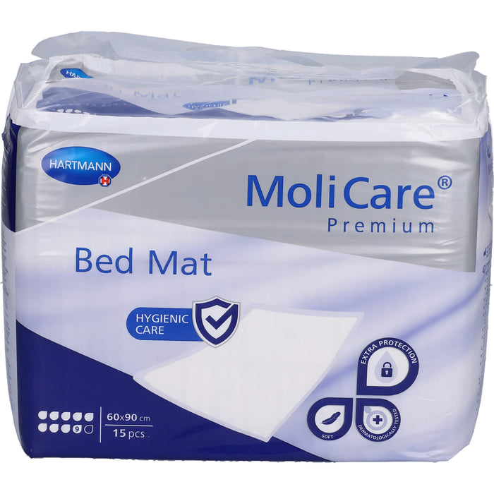 MoliCare Premium Bed Mat 9 Tropfen 60 x 90 cm saugstarke Bettschutzeinlagen, 15 pc Coussinets