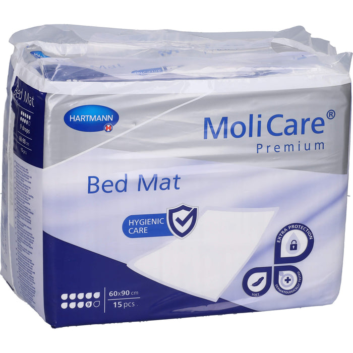 MoliCare Premium Bed Mat 9 Tropfen 60 x 90 cm saugstarke Bettschutzeinlagen, 15 pc Coussinets