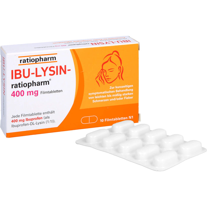 Ibu-Lysin-ratiopharm 400 mg Filmtabletten bei Schmerzen und Fieber, 10 pc Tablettes