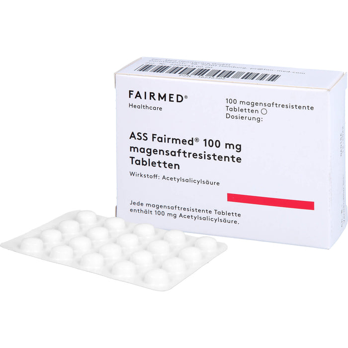 ASS Fairmed 100 mg Tabletten zur Verringerung der Entstehung von Blutgerinseln, 100 pcs. Tablets