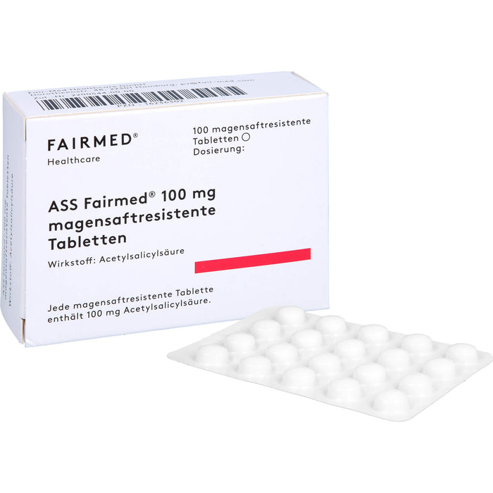 ASS Fairmed 100 mg Tabletten zur Verringerung der Entstehung von Blutgerinseln, 100 pc Tablettes