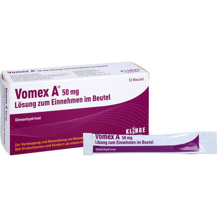 Vomex A 50 mg Beutel gegen Reisekrankheit, 12 pc Sachets