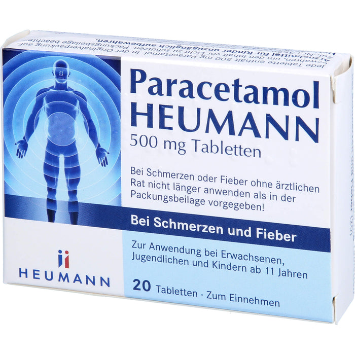 Paracetamol HEUMANN 500 mg Tabletten bei Schmerzen und Fieber, 20 St TAB