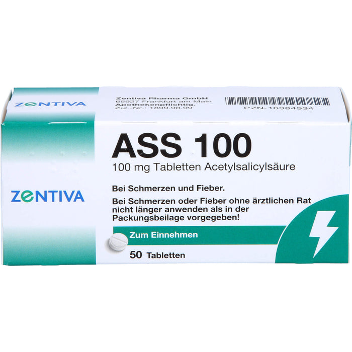 ZENTIVA ASS 100 Tabletten bei Schmerzen und Fieber, 50 pcs. Tablets