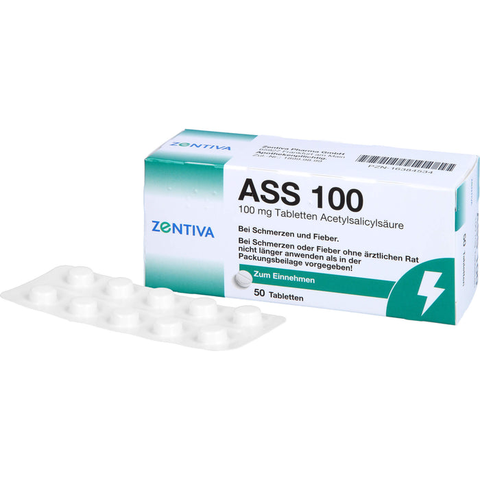 ZENTIVA ASS 100 Tabletten bei Schmerzen und Fieber, 50 pcs. Tablets