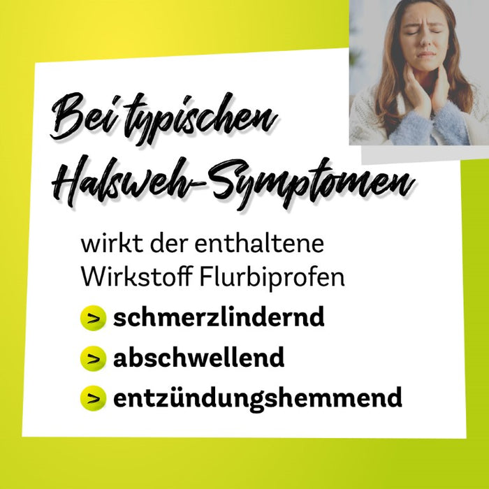 Flurbiprofen Dexcel 8,75 mg Lutschtabletten zur kurzzeitigen, symptomatischen Behandlung von Halsentzündungen, 24 pc Tablettes