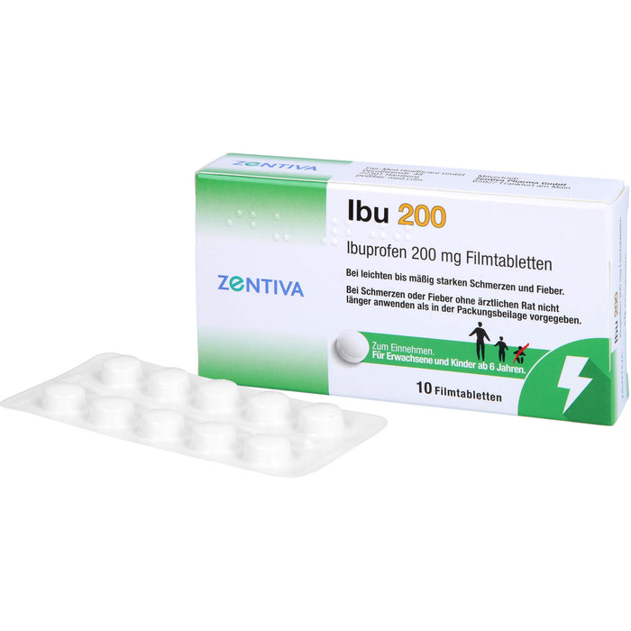 ZENTIVA Ibu 200 Filmtabletten bei Schmerzen und Fieber, 10 St. Tabletten