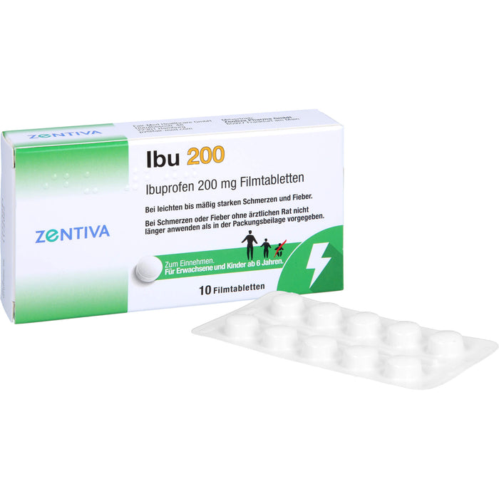 ZENTIVA Ibu 200 Filmtabletten bei Schmerzen und Fieber, 10 pcs. Tablets