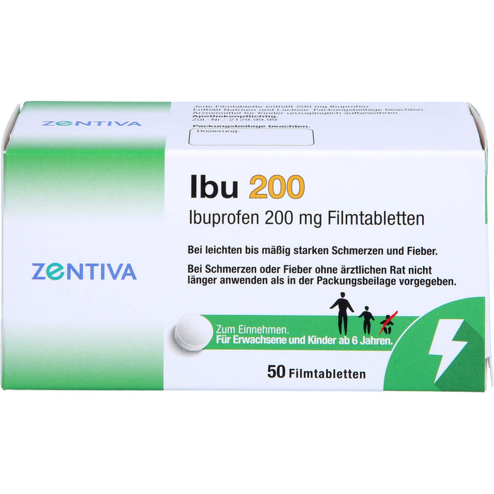 ZENTIVA Ibu 200 Filmtabletten bei leichten bis mäßig starken Schmerzen und Fieber, 50 pcs. Tablets