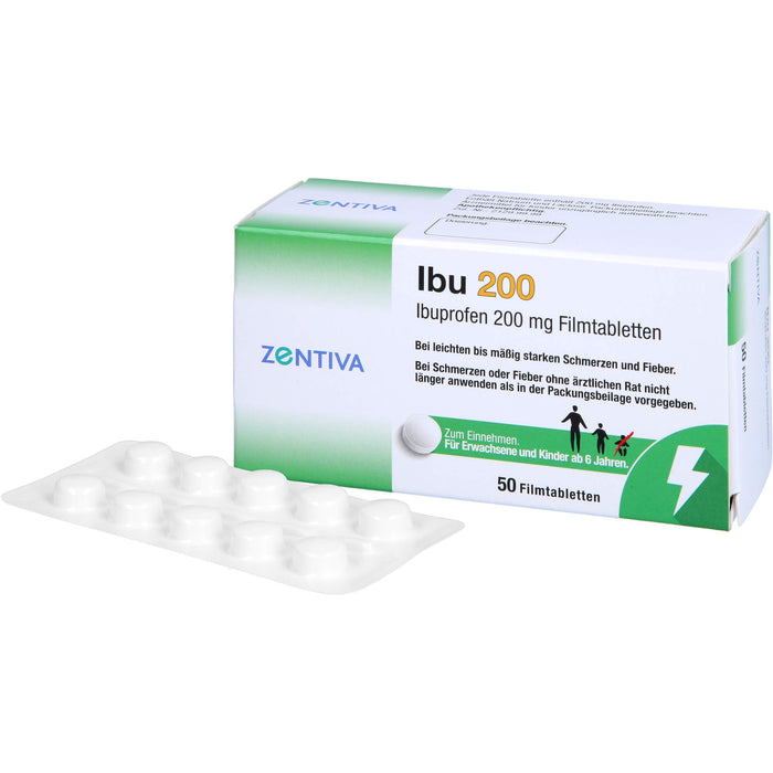 ZENTIVA Ibu 200 Filmtabletten bei leichten bis mäßig starken Schmerzen und Fieber, 50 St. Tabletten