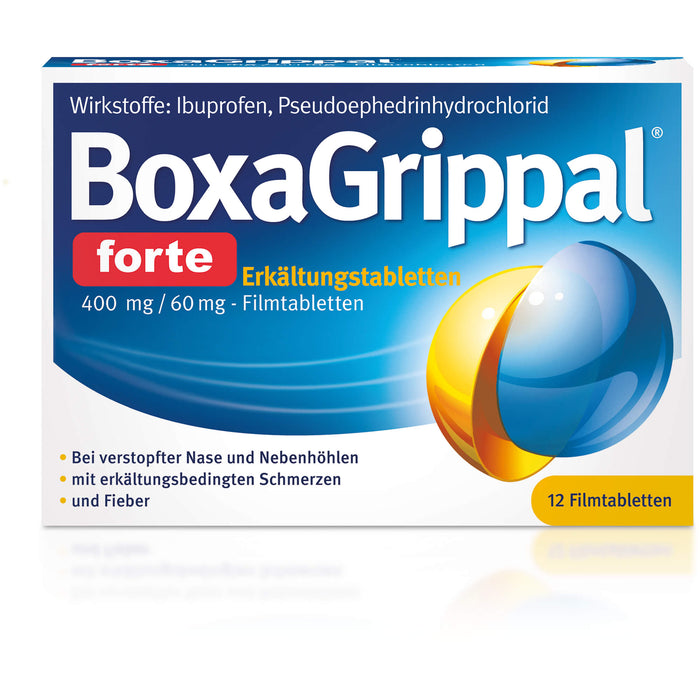 BoxaGrippal forte Erkältungstabletten 400 mg/60 mg Filmtabletten, 12 pcs. Tablets