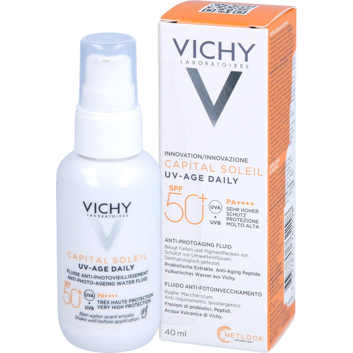 VICHY Capital Soleil UV-Age Daily LSF 50+ Fluid beugt Falten und Pigmentflecken vor, 40 ml Crème