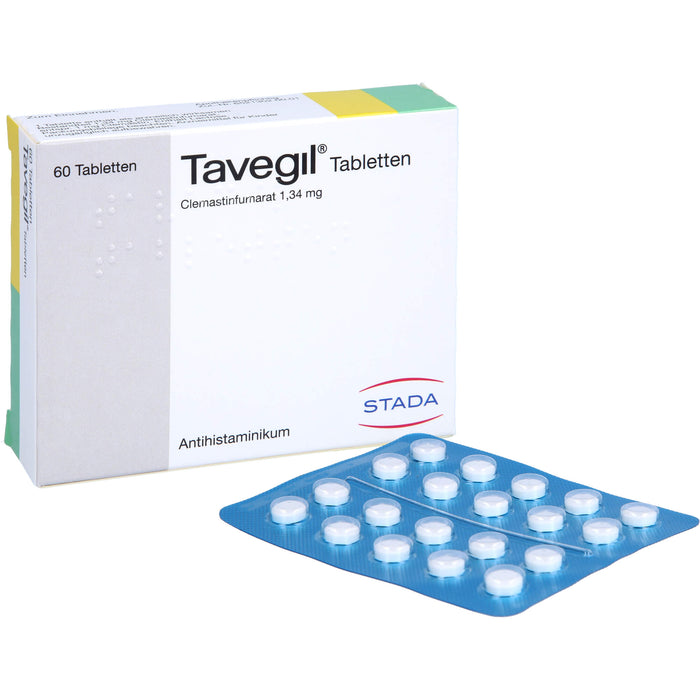 Tavegil Tabletten zur Symptomlinderung bei Heuschnupfen, Juckreiz und Nesselsucht, 60 pc Tablettes