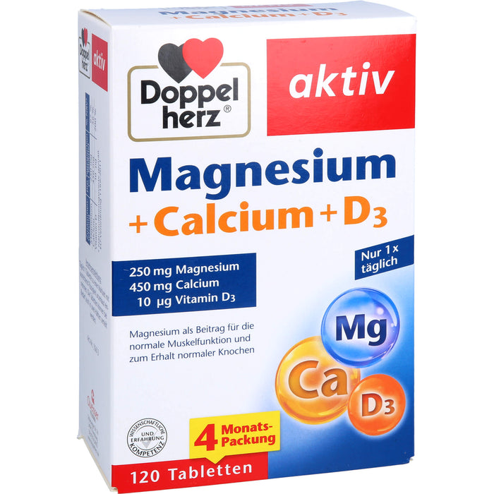 Doppelherz Magnesium+Calcium+D3 Aktiv, 120 St TAB