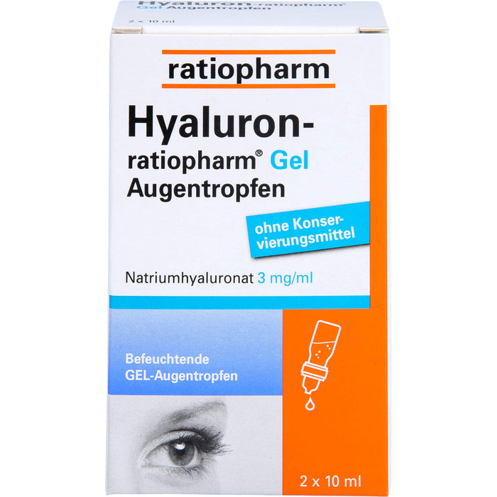 Hyaluron-ratiopharm Gel Augentropfen bei trockenen und gereizten Augen, 20 ml Solution