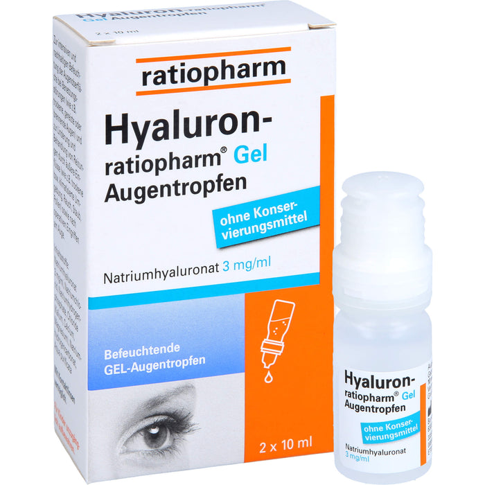 Hyaluron-ratiopharm Gel Augentropfen bei trockenen und gereizten Augen, 20 ml Solution