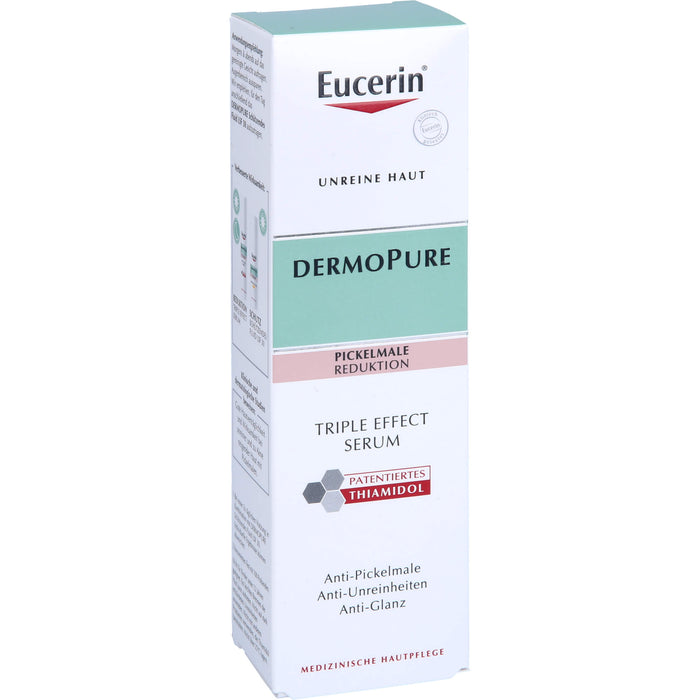 Eucerin Dermopure Triple Effect Gesichtsserum gegen unreine Haut, Pickelmale und glänzende Haut, 40 ml Solution