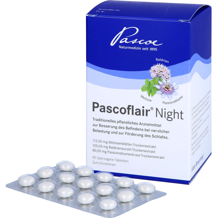 Pascoflair Night Tabletten zur Besserung des Befindens bei nervlicher Belastung und zur Förderung des Schlafes, 90 pc Tablettes