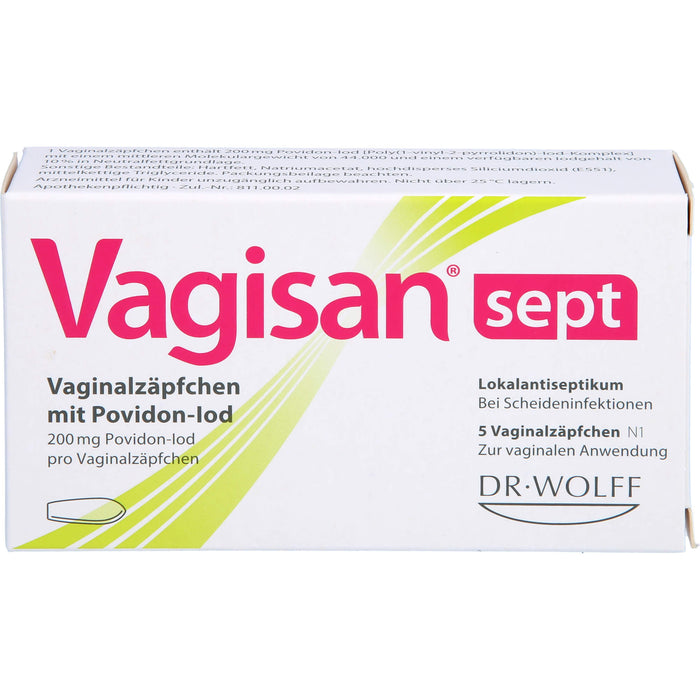 Vagisan sept Vaginalzäpfchen mit Povidon-Iod bei Scheideninfektionen, 5 St. Zäpfchen