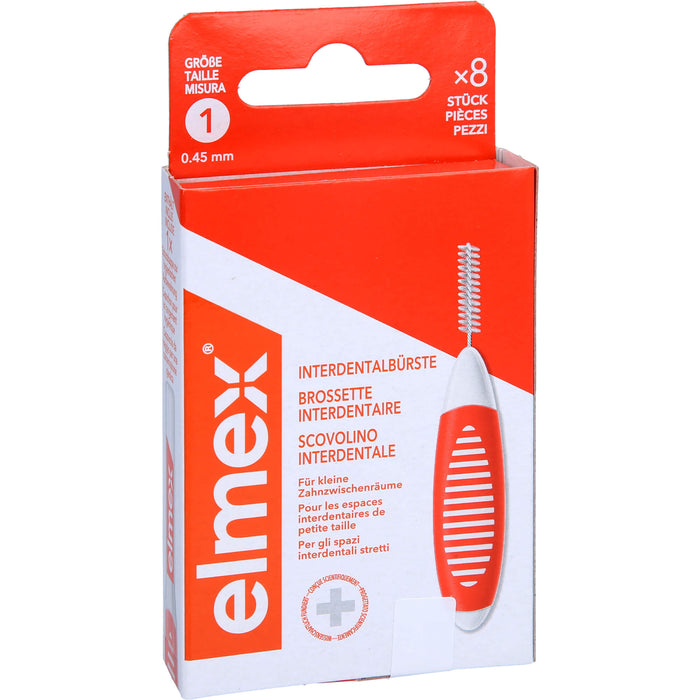 elmex Interdentalbürsten orange ISO 0,45 mm Größe 1, 8 St. Interdentalbürsten