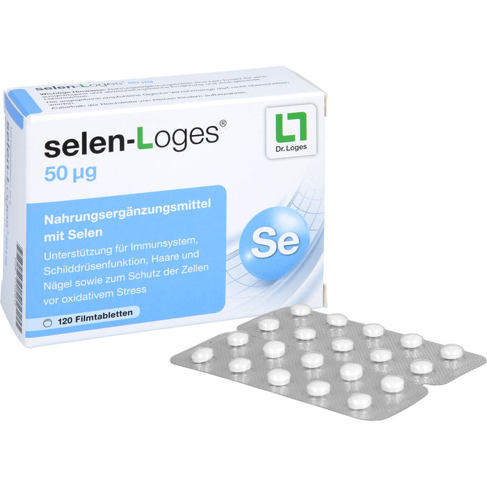 selen-Loges 50 µg Filmtabletten unterstützt das Immunsystem, die Schilddrüsenfunktion, Haare und Nägel, 120 pcs. Tablets