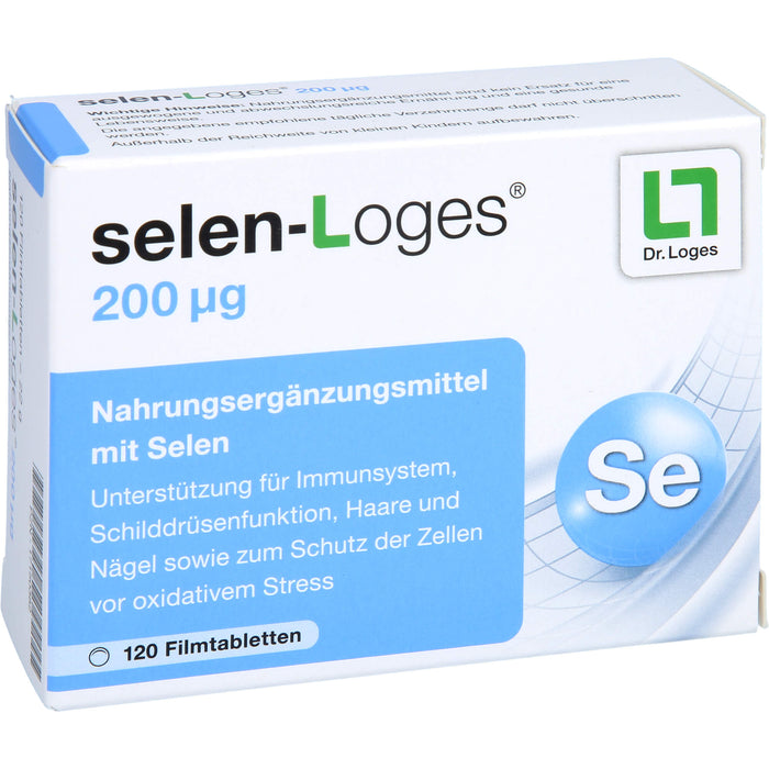 selen-Loges 200 µg Tabletten Unterstützung fürs Immunsystem, Schilddrüsenfunktion, Haare und Nägel sowie zum Schutz der Zellen vor oxidativem Stress, 120 pc Tablettes