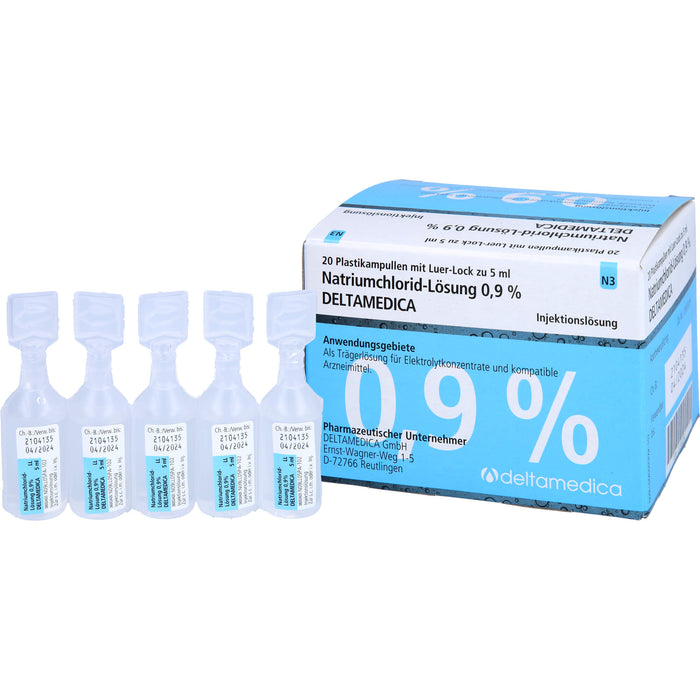 Natriumchlorid-Lösung 0,9 % Deltamedica, Injektionslösung, Luer -Lo Pl., 5 ml, 20X5 ml ILO