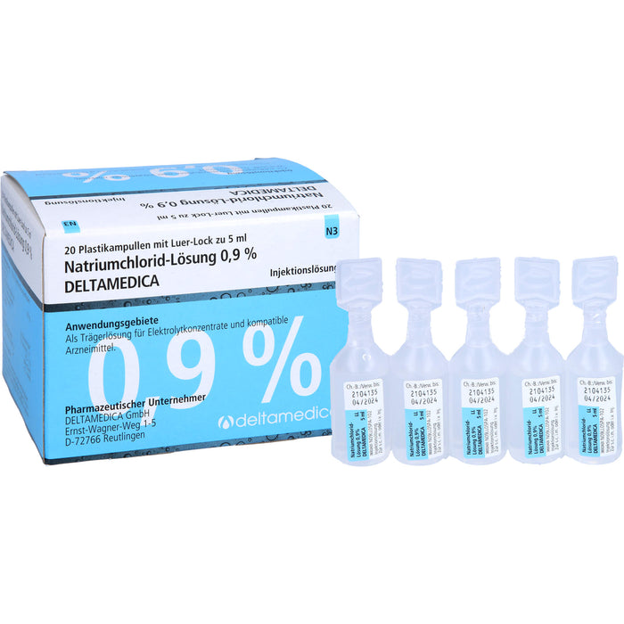 Natriumchlorid-Lösung 0,9 % Deltamedica, Injektionslösung, Luer -Lo Pl., 5 ml, 20X5 ml ILO