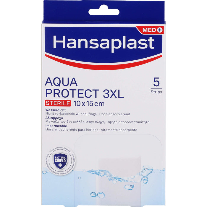 Hansaplast Aqua Protect 10 x 15 cm atmungsaktiver, wasserfester Wundverband polstert die Wunde, ohne zu verkleben, 5 St. Verband