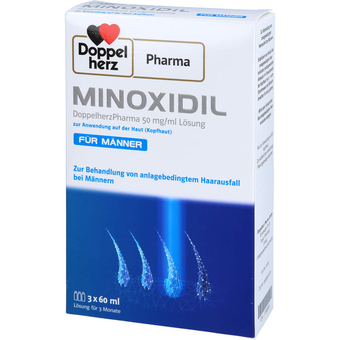 MINOXIDIL DoppelherzPharma 50 mg/ml Lösung zur Anwendung auf der Haut (Kopfhaut), Für Männer, 3X60 ml LOE