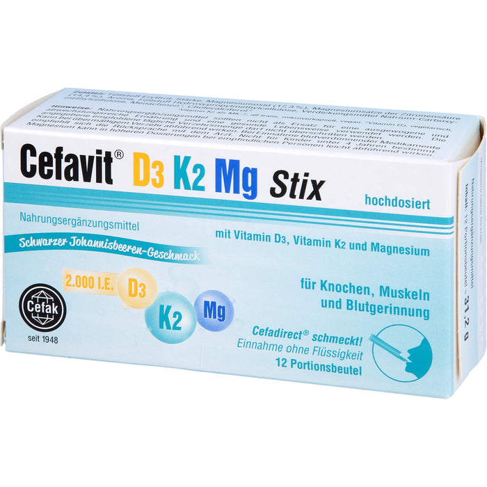 Cefavit D3 K2 Mg 2,000 I.E. Stix, 12 St GRA