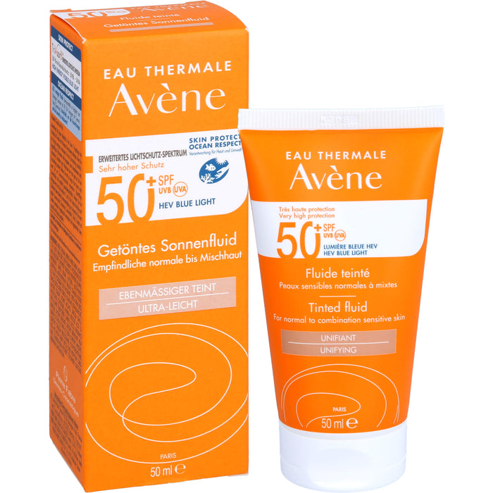 Avène Getöntes Sonnenfluid SPF 50+ für empfindliche normale bis Mischhaut, 50 ml Creme