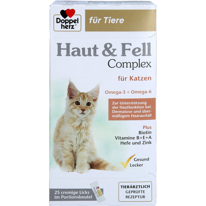 Doppelherz für Tiere Haut & Fell Complex cremige Licks für Katzen, 25 pc Bâtonnets