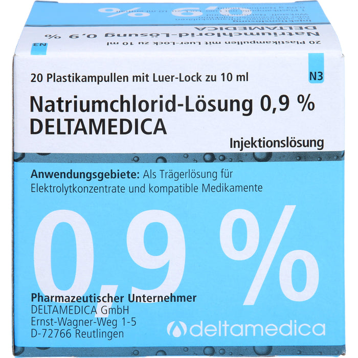 Natriumchlorid-Lösung 0,9 % Deltamedica, Injektionslösung, Luer -Lo Pl., 10 ml, 20X10 ml ILO