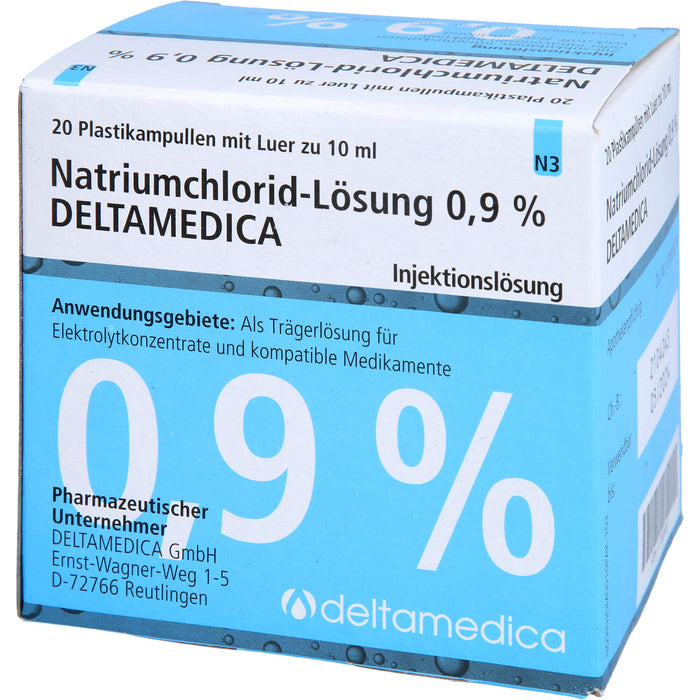 Natriumchlorid-Lösung 0,9 % Deltamedica, Injektionslösung, Luer Pl., 10 ml, 20X10 ml ILO